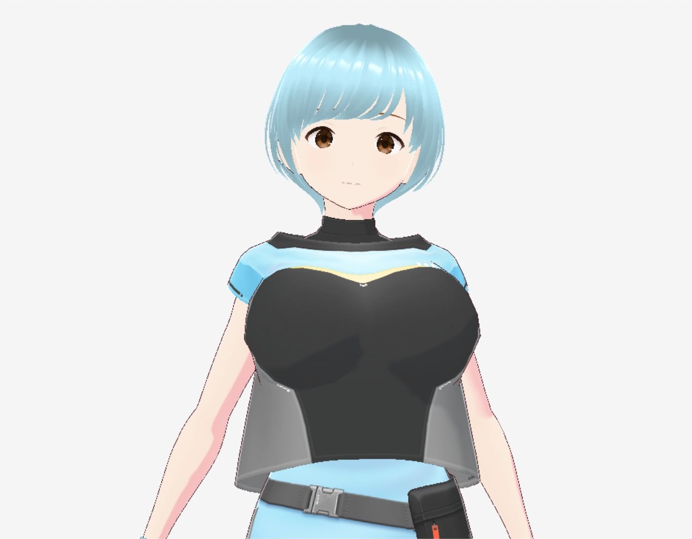 水色ヘアーのショートカットのお姉さん(セリフなし 3DCGモデル イラスト集) 画像2