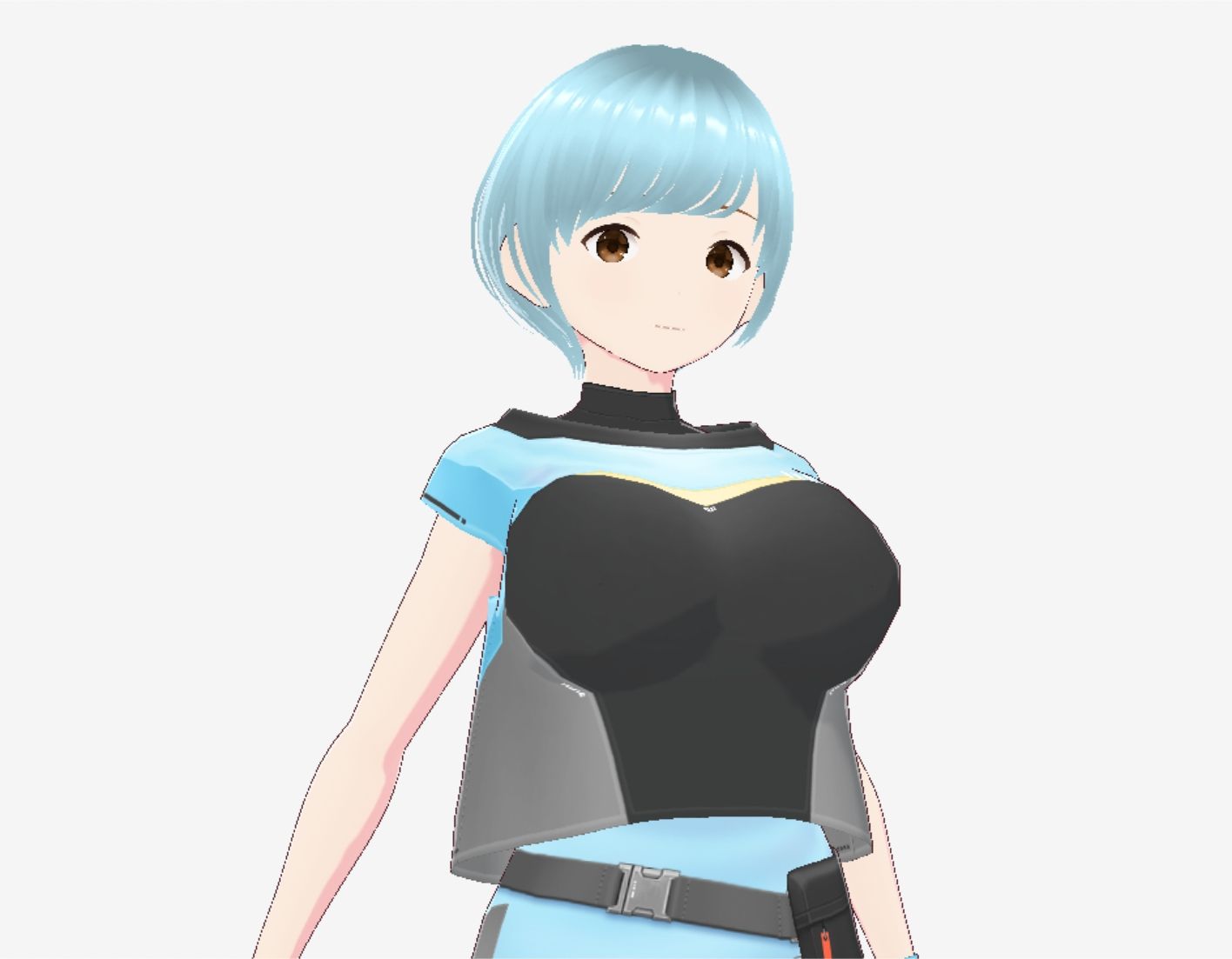 水色ヘアーのショートカットのお姉さん(セリフなし 3DCGモデル イラスト集) 画像3