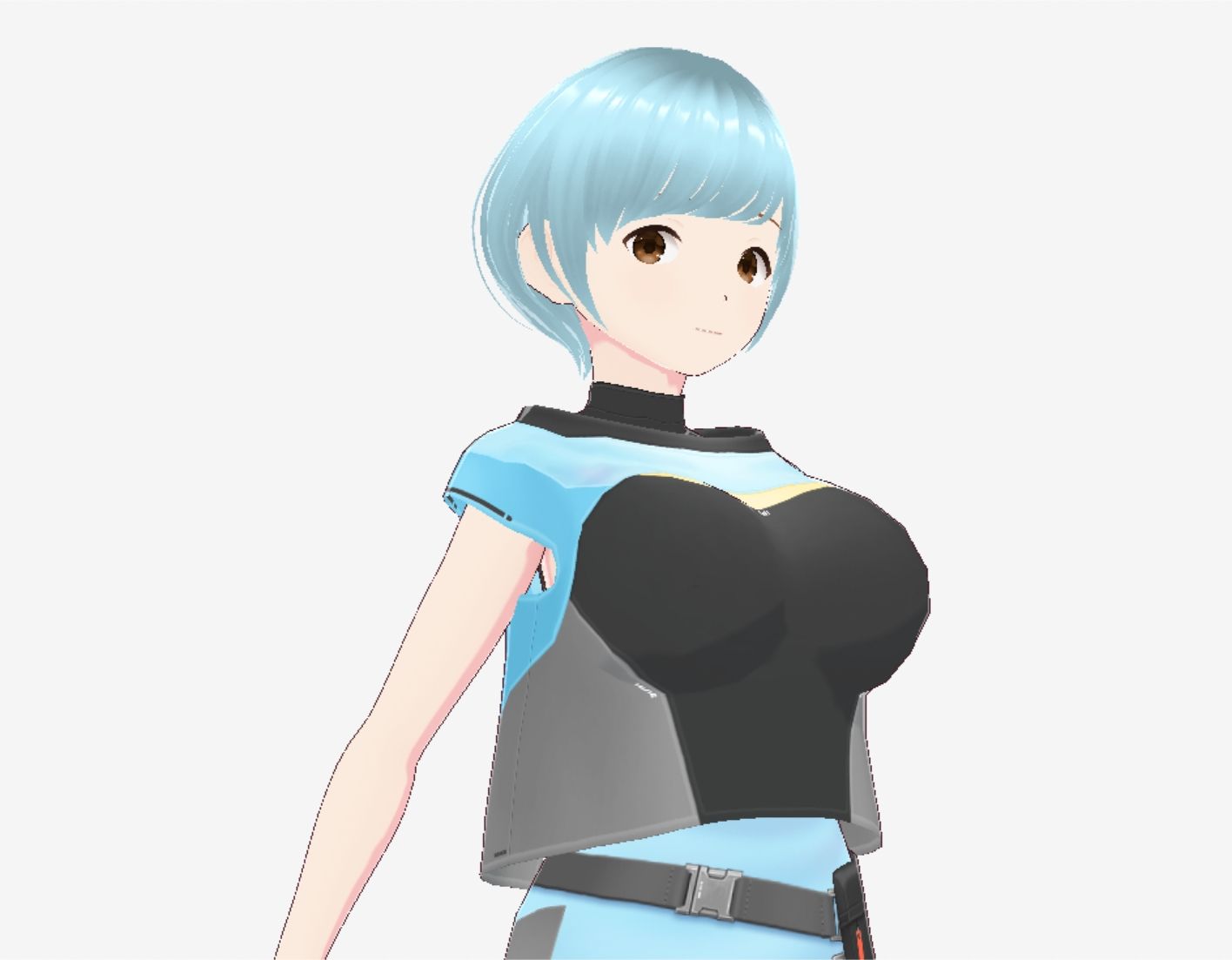 水色ヘアーのショートカットのお姉さん(セリフなし 3DCGモデル イラスト集) 画像4