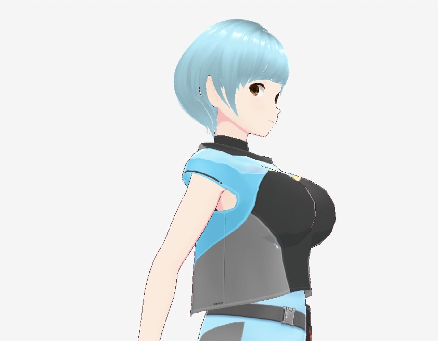 水色ヘアーのショートカットのお姉さん(セリフなし 3DCGモデル イラスト集) 画像5