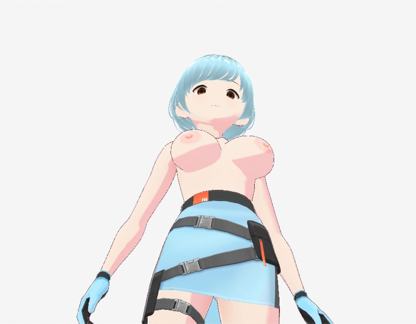 水色ヘアーのショートカットのお姉さん(セリフなし 3DCGモデル イラスト集) 画像7