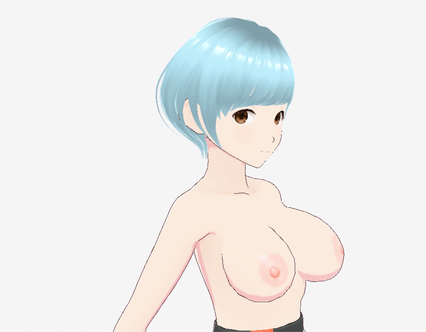 水色ヘアーのショートカットのお姉さん(セリフなし 3DCGモデル イラスト集) 画像10