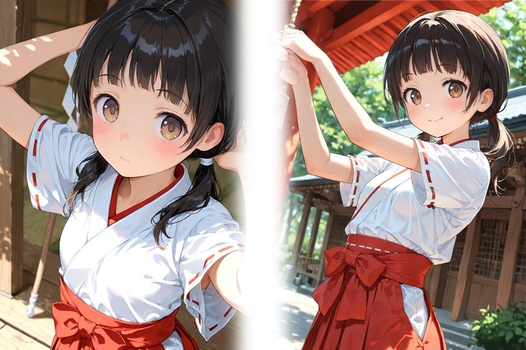 透明感のある小柄な巫女少女を集団で囲んで大量顔射連続中出し1