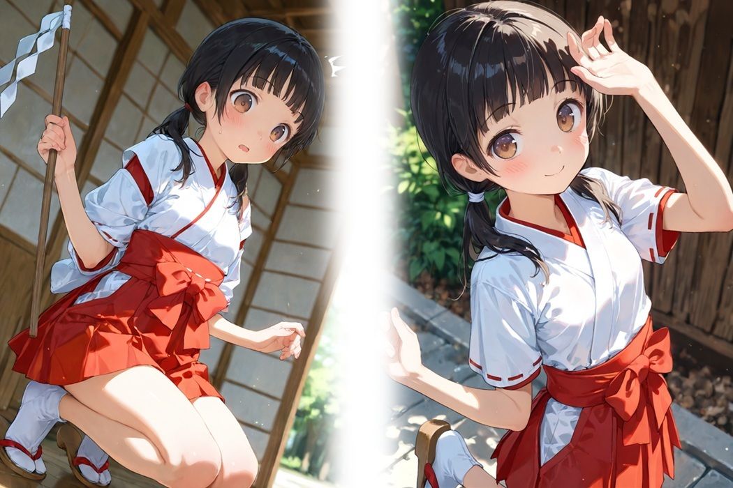 透明感のある小柄な巫女少女を集団で囲んで大量顔射連続中出し2