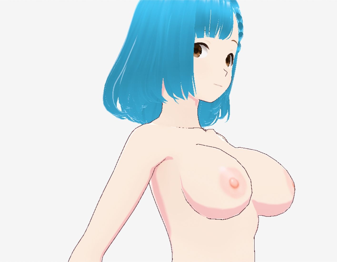 白いワンピースにシアン色の髪の巨乳お姉さん（セリフなし  3DCGモデル  イラスト集） 画像8