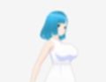 白いワンピースにシアン色の髪の巨乳お姉さん（セリフなし  3DCGモデル  イラスト集）