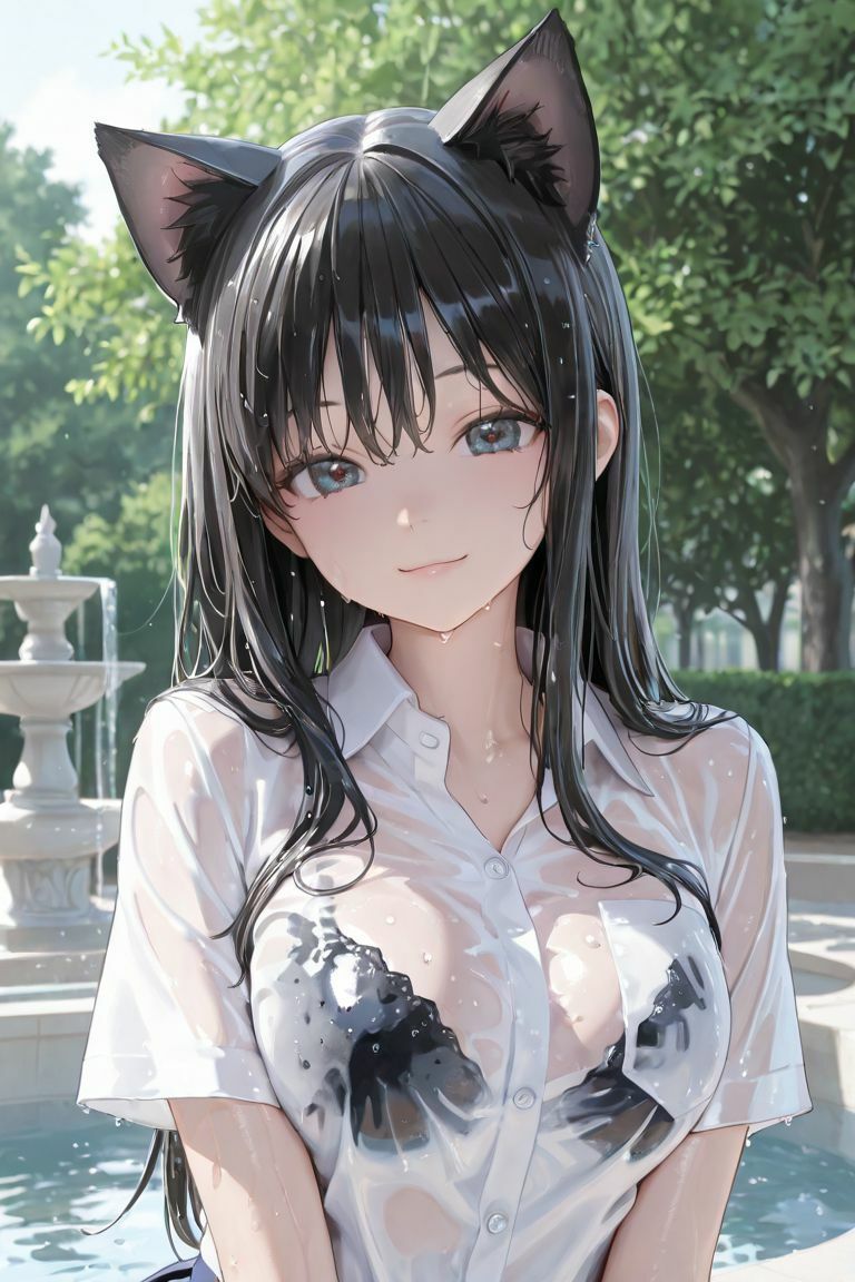 猫耳JKと噴水で 画像4