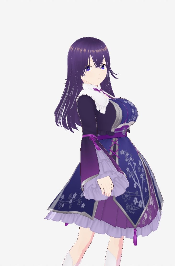 和柄の洋風ドレスの巨乳美女（セリフなし  3DCGモデル  イラスト集） 画像2