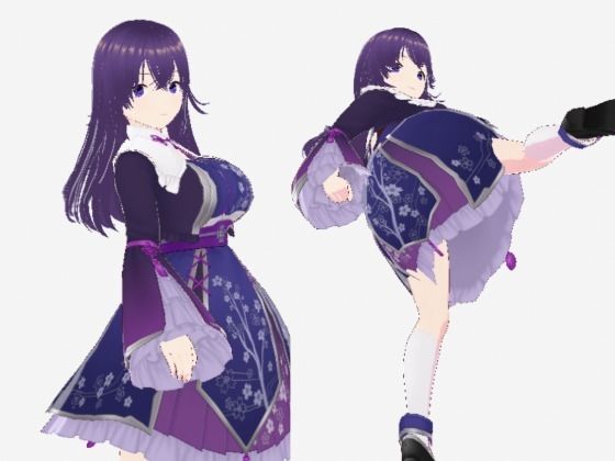 和柄の洋風ドレスの巨乳美女（セリフなし  3DCGモデル  イラスト集）【パイアールフロンティア】