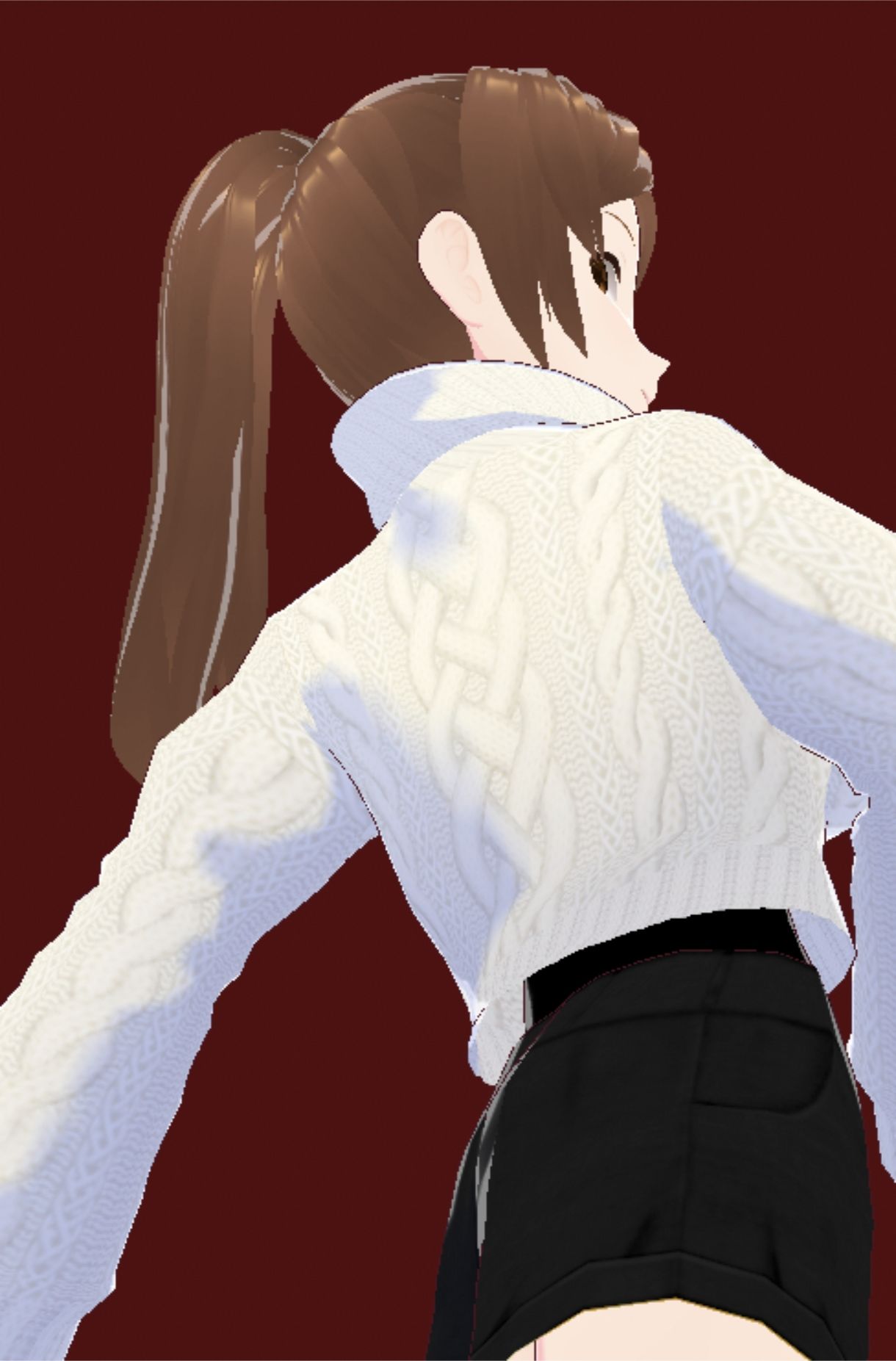 白いタートルネックセーターに黒いショートパンツのお姉さん（セリフなし  3DCGモデル  イラスト集） 画像7