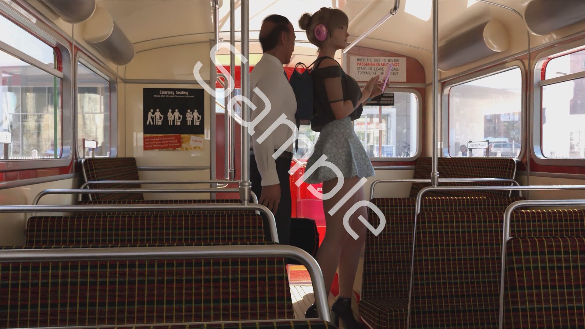 一ノ瀬廻里・私服登校日の通学途中のバス内でスカート内逆さ撮り盗撮の被害に遭う:PV07（水色ヒモヒモTバックパンティ） 画像10