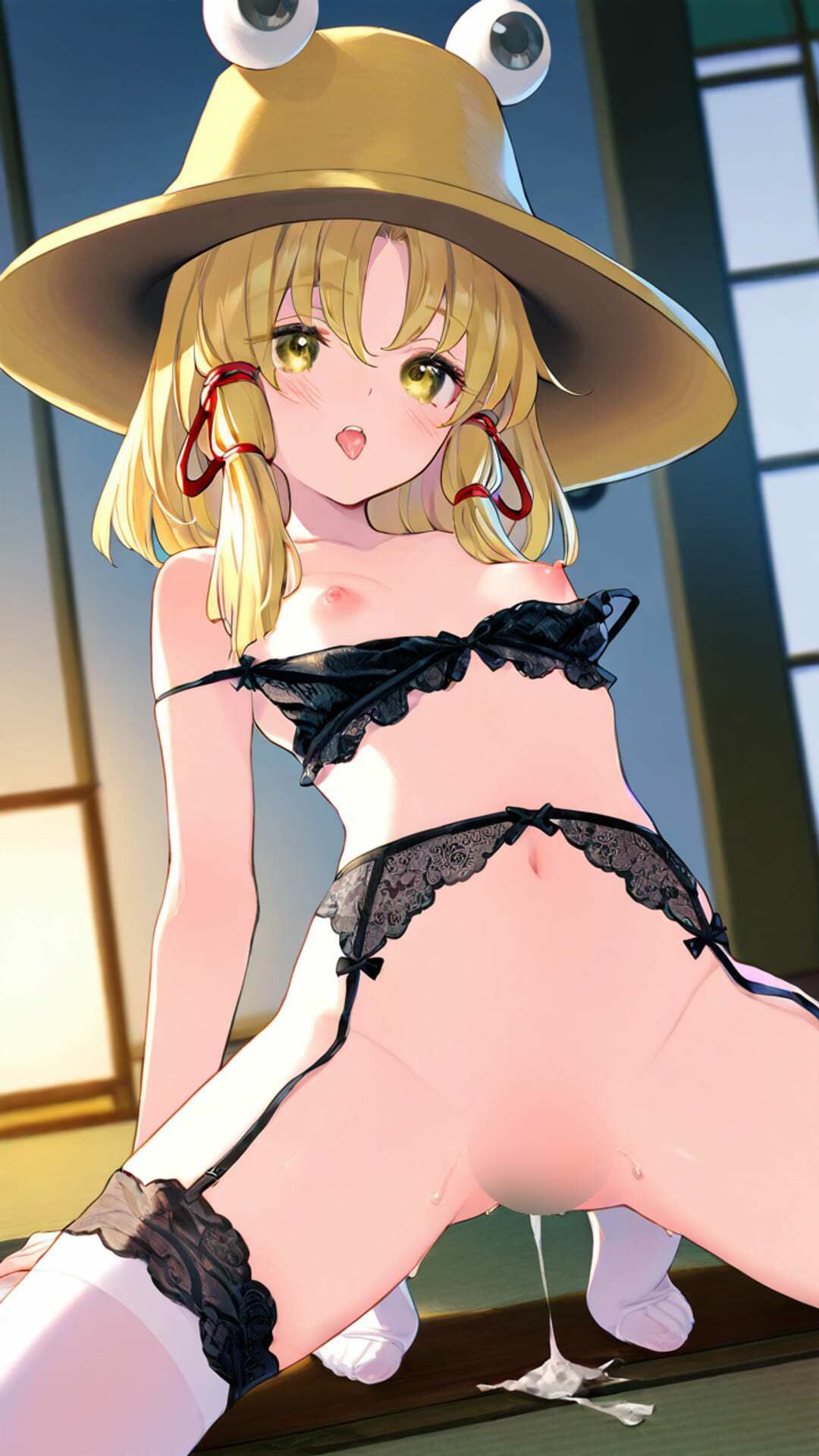 東方Project  洩矢諏訪子  黒レース下着エロイラスト集 画像4