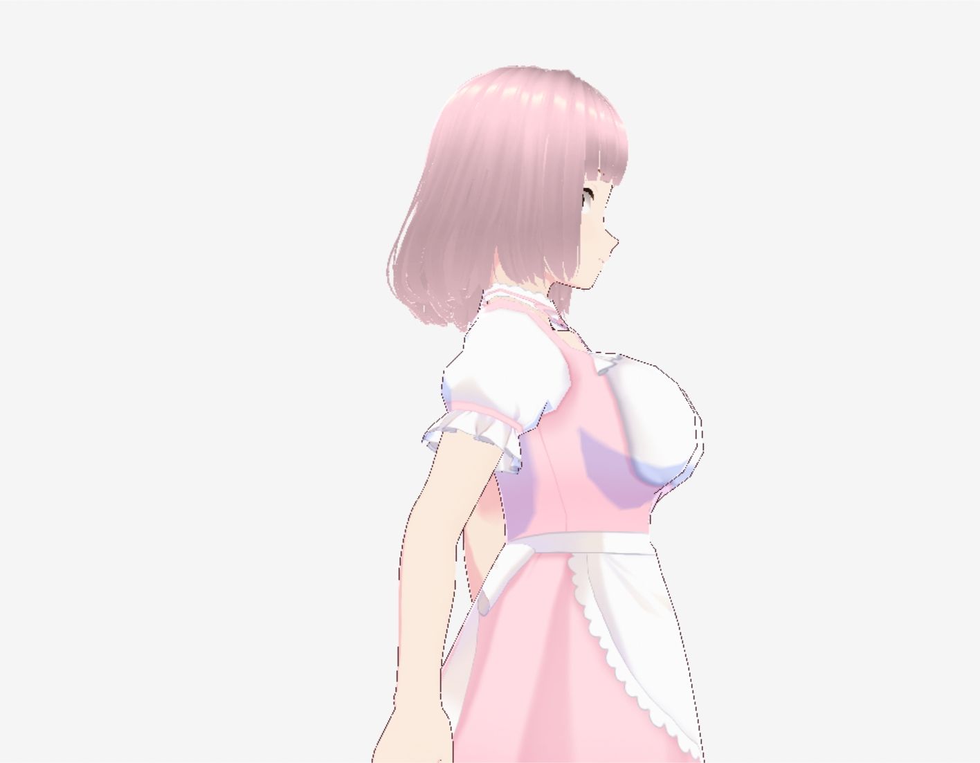 ピンク色の衣装を着たメイド風美女(セリフなし 3DCGモデル イラスト集) 画像1
