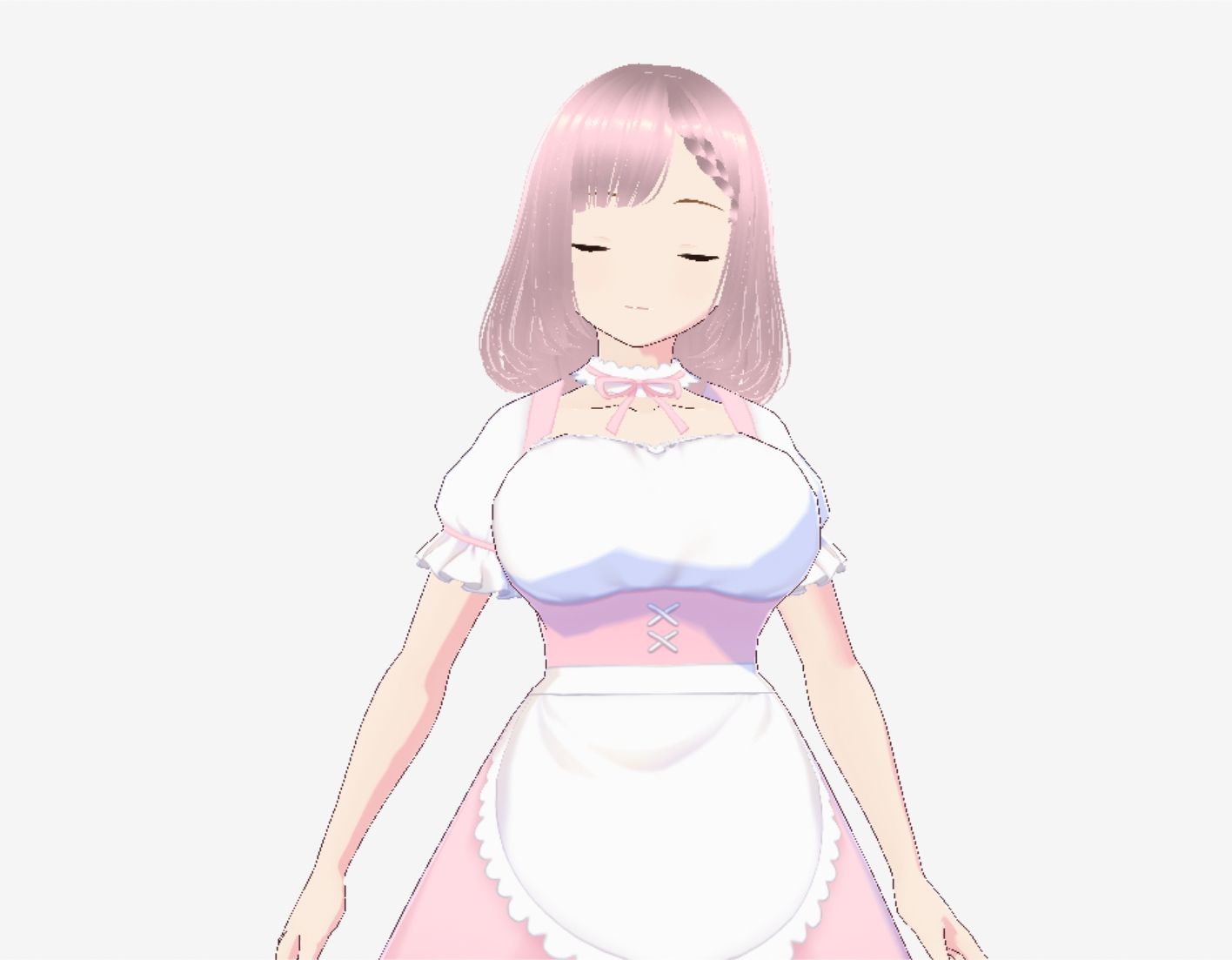 ピンク色の衣装を着たメイド風美女(セリフなし 3DCGモデル イラスト集) 画像2