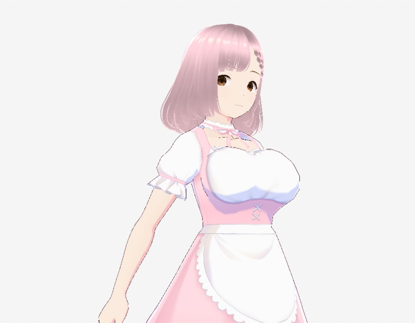 ピンク色の衣装を着たメイド風美女(セリフなし 3DCGモデル イラスト集) 画像4
