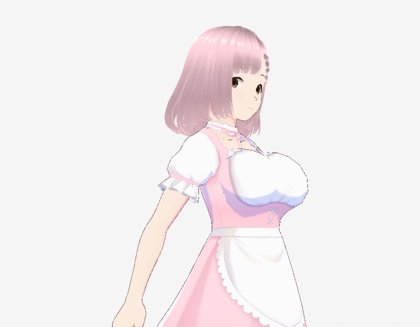 ピンク色の衣装を着たメイド風美女(セリフなし 3DCGモデル イラスト集) 画像5