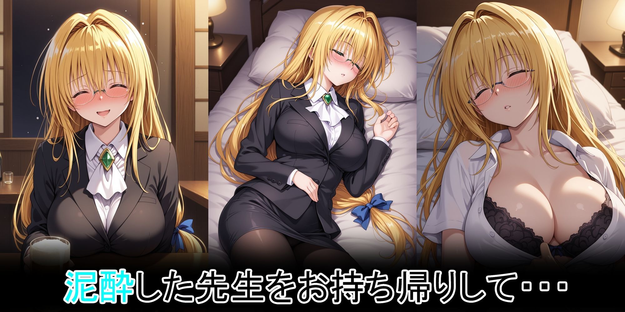 泥●した金髪巨乳眼鏡ドジっ子先生をお持ち帰り 画像1