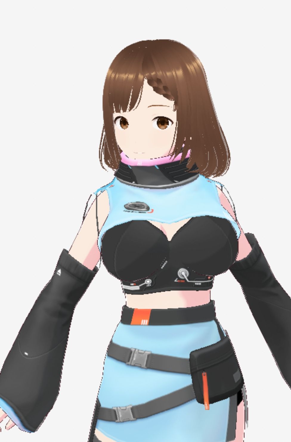 未来から来たような水色の服の巨乳のお姉さん（セリフなし 3DCGモデル イラスト集） 画像2