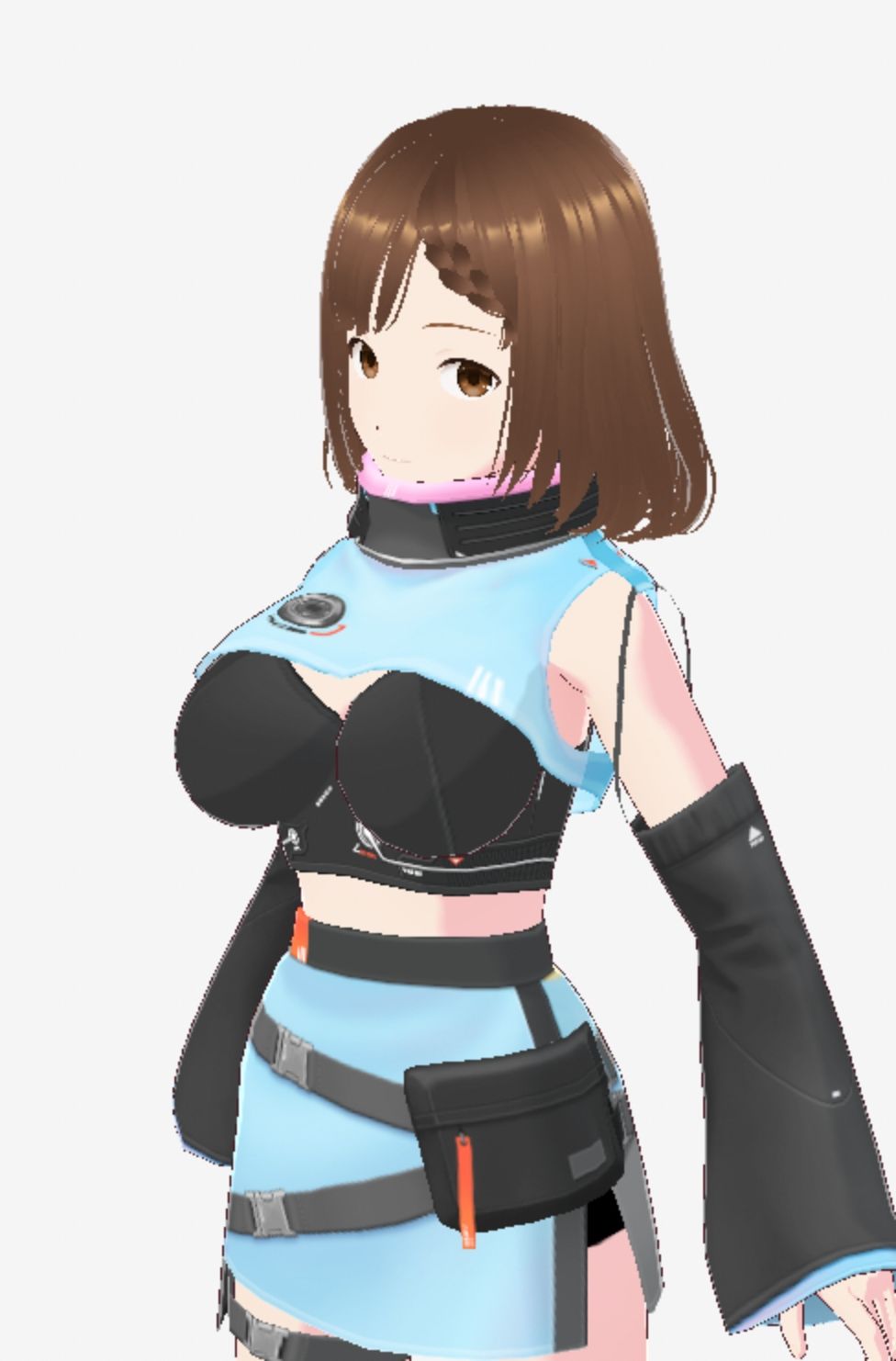 未来から来たような水色の服の巨乳のお姉さん（セリフなし 3DCGモデル イラスト集） 画像3