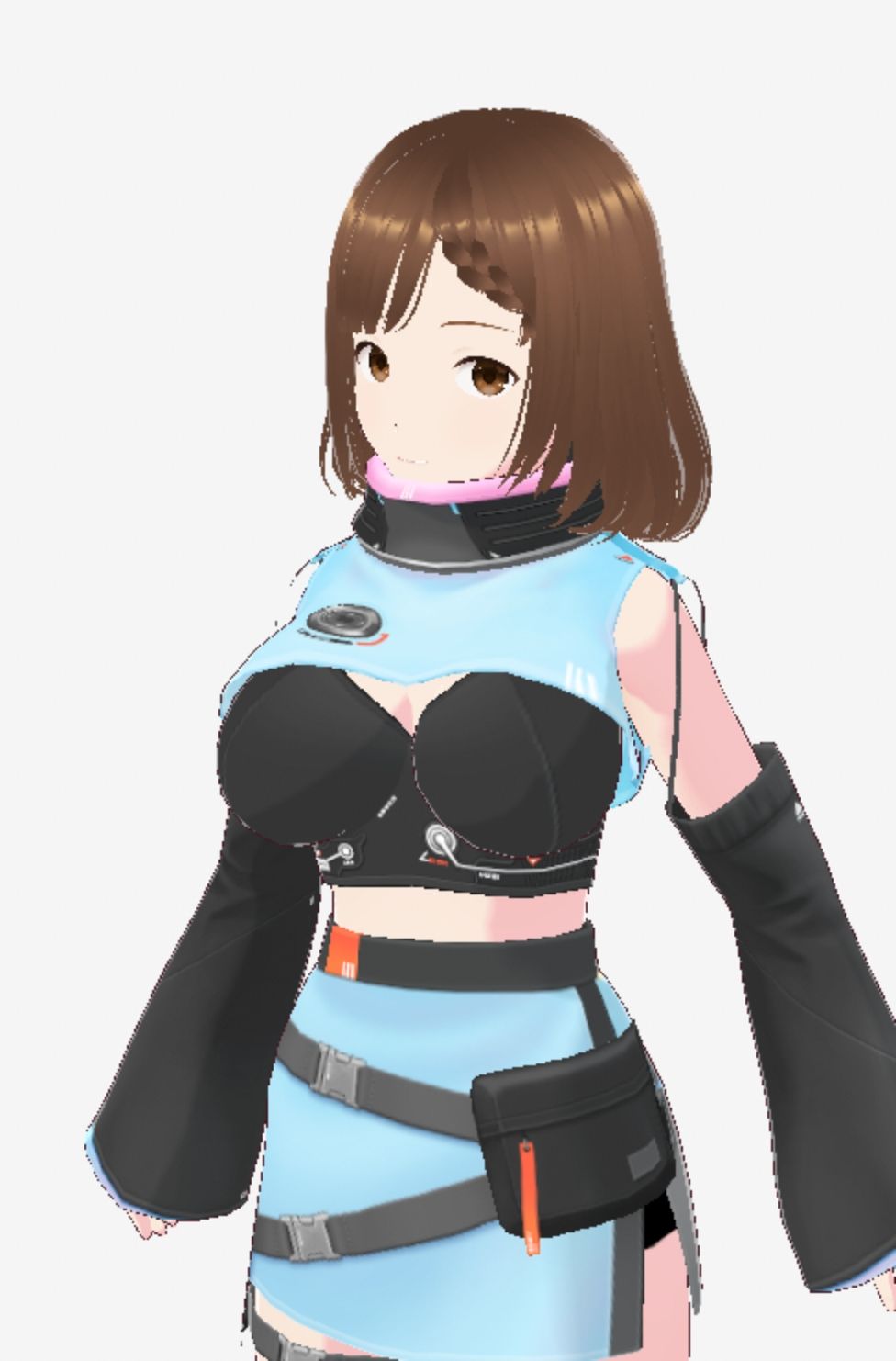 未来から来たような水色の服の巨乳のお姉さん（セリフなし 3DCGモデル イラスト集） 画像4