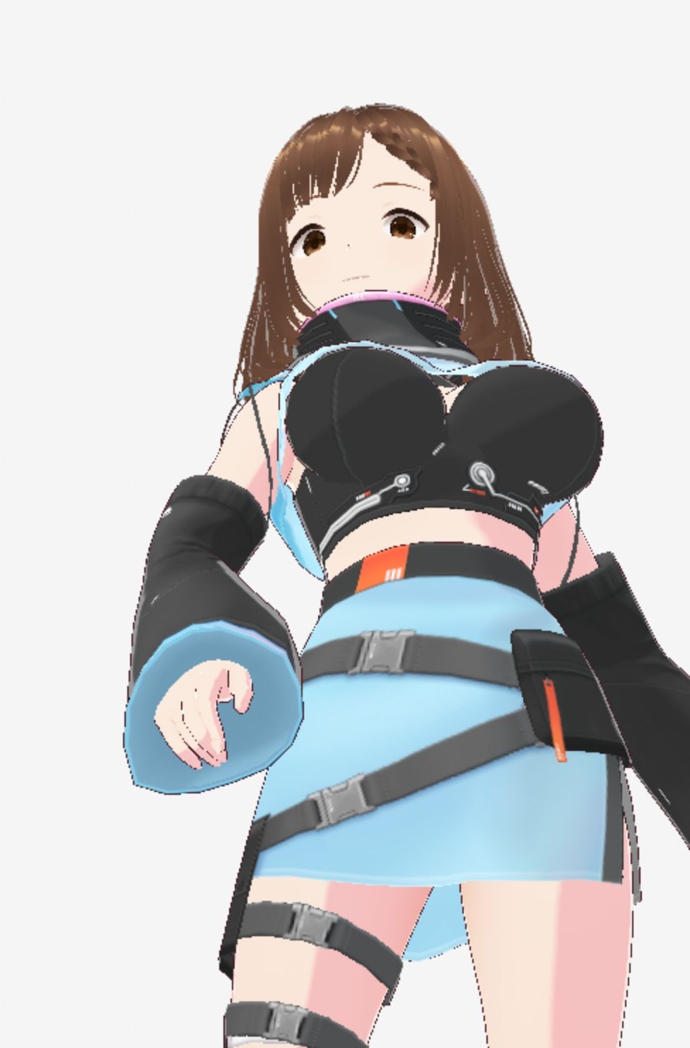 未来から来たような水色の服の巨乳のお姉さん（セリフなし 3DCGモデル イラスト集） 画像8