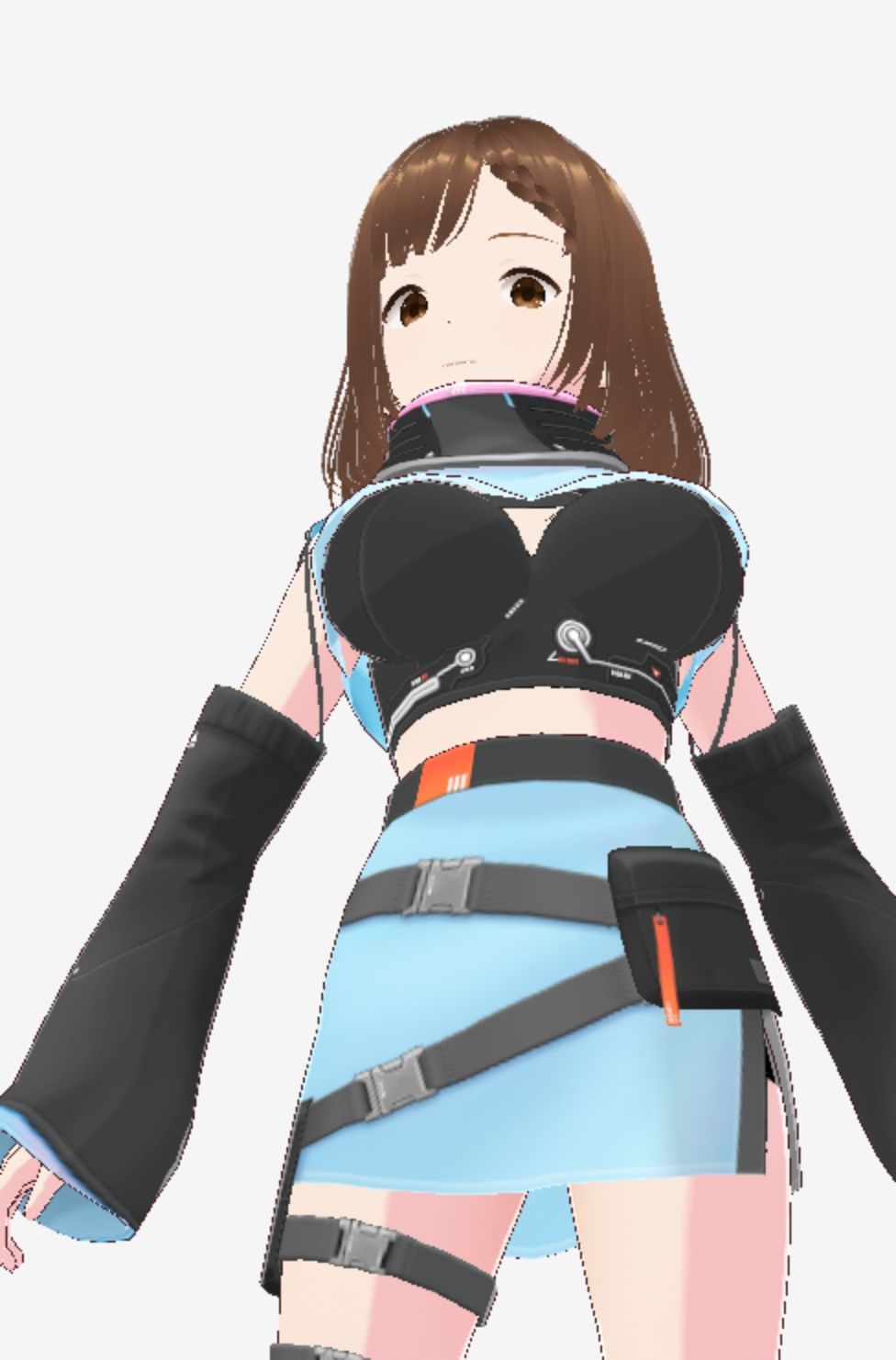 未来から来たような水色の服の巨乳のお姉さん（セリフなし 3DCGモデル イラスト集） 画像9