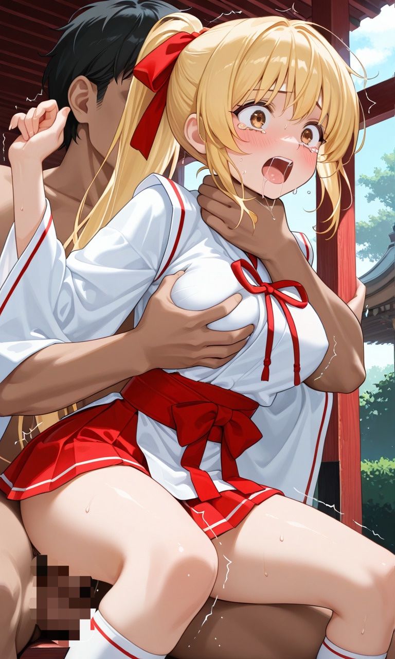 金髪巫女の首絞め 画像2