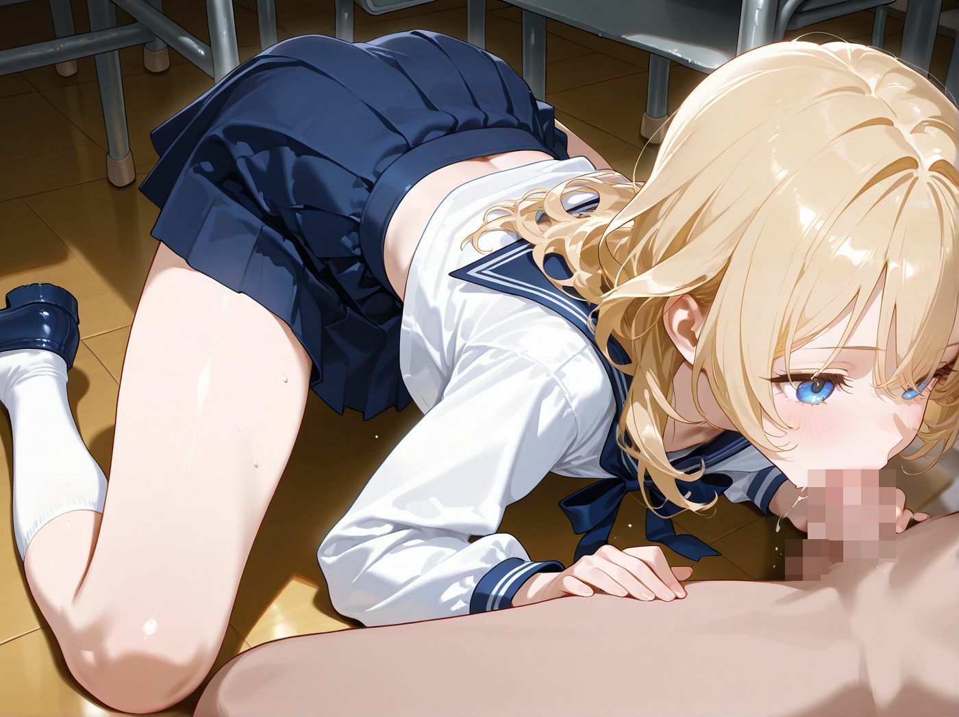 【アニメ】金髪つるぺた少女と放課後の教室で制服セックス サンプル画像 2
