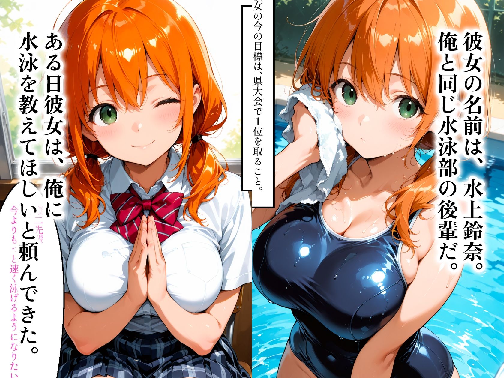 【セリフ付き】スク水女子校生快楽堕ちー先輩に秘密の性指導で開発される 画像2