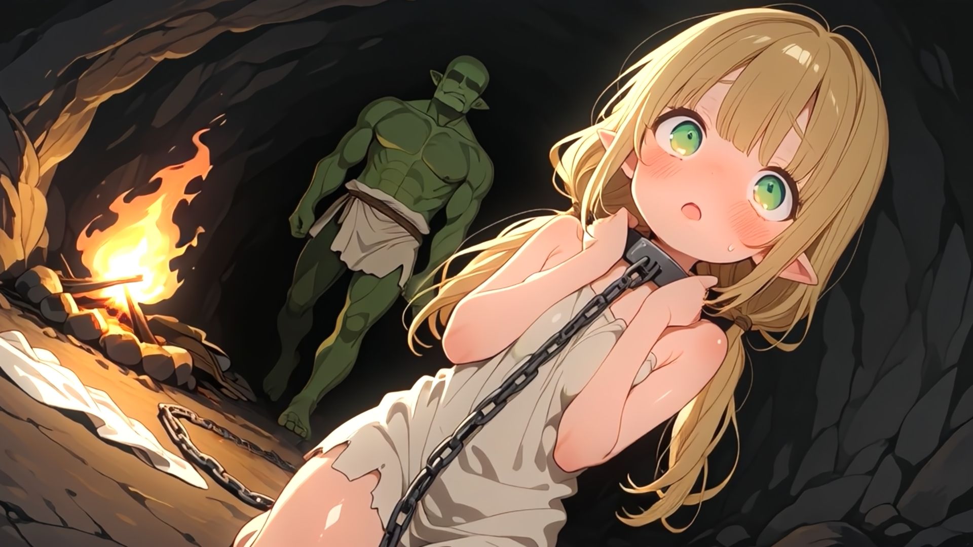 【アニメ】エルフがオークに連れ去られて性処理ペットにされちゃう動画 サンプル画像 5