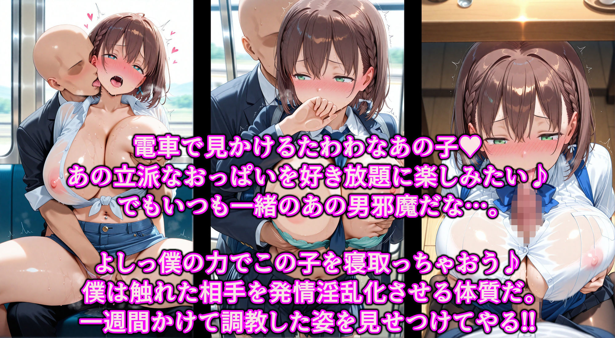 お兄さんから爆乳女子をNTR!!媚薬タッチでたわわJ系を快楽堕ち!!チンポ中毒のドスケベ痴女に淫乱調教 画像1