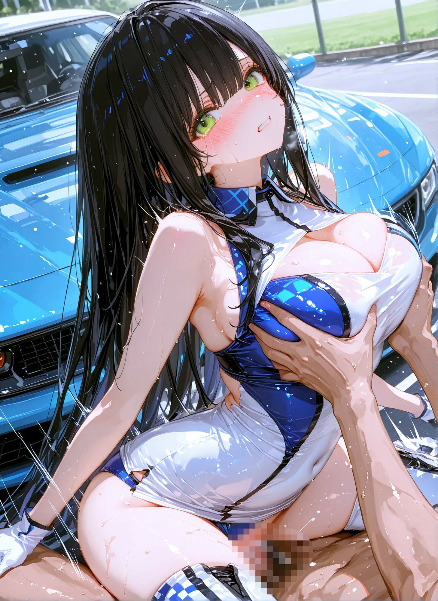 黒髪ロング レースクイーンとセックス 画像8