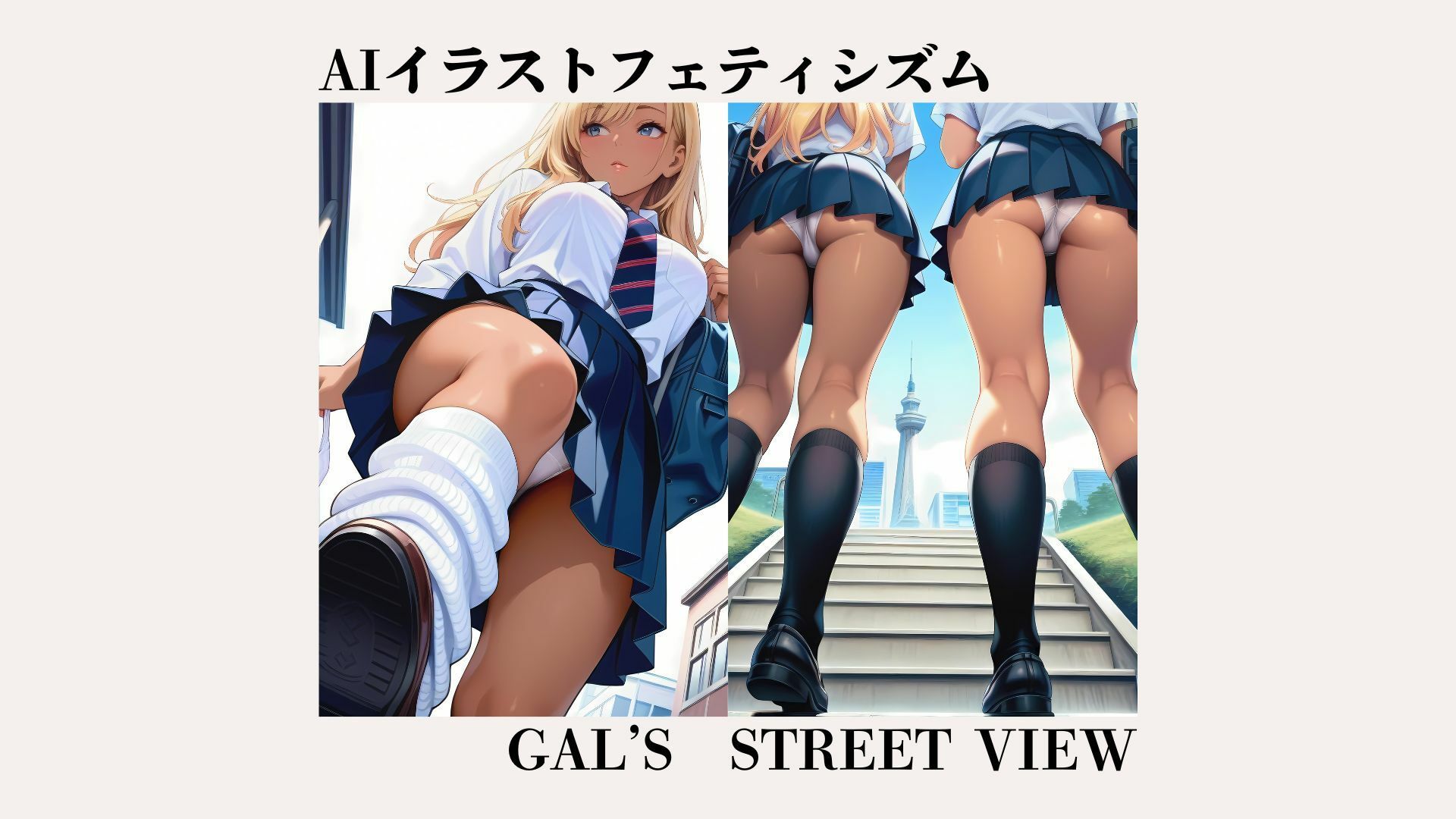 AIイラストフェティシズム『GAL’s STREET VIEW』AIイラストショートストーリー『マンホールの老人』 画像1
