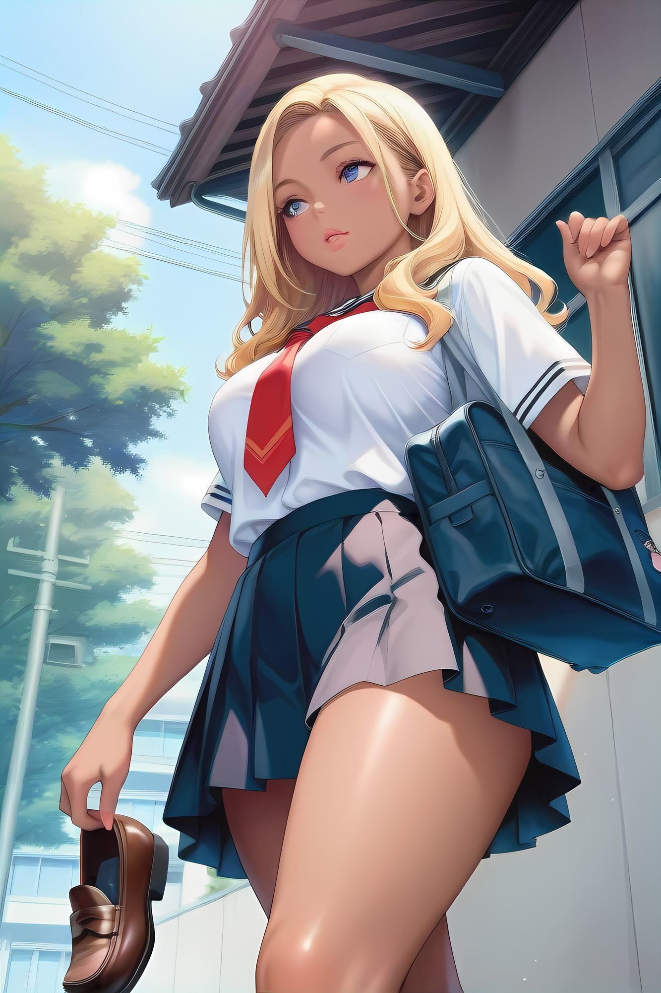 AIイラストフェティシズム『GAL’s STREET VIEW』AIイラストショートストーリー『マンホールの老人』 画像3