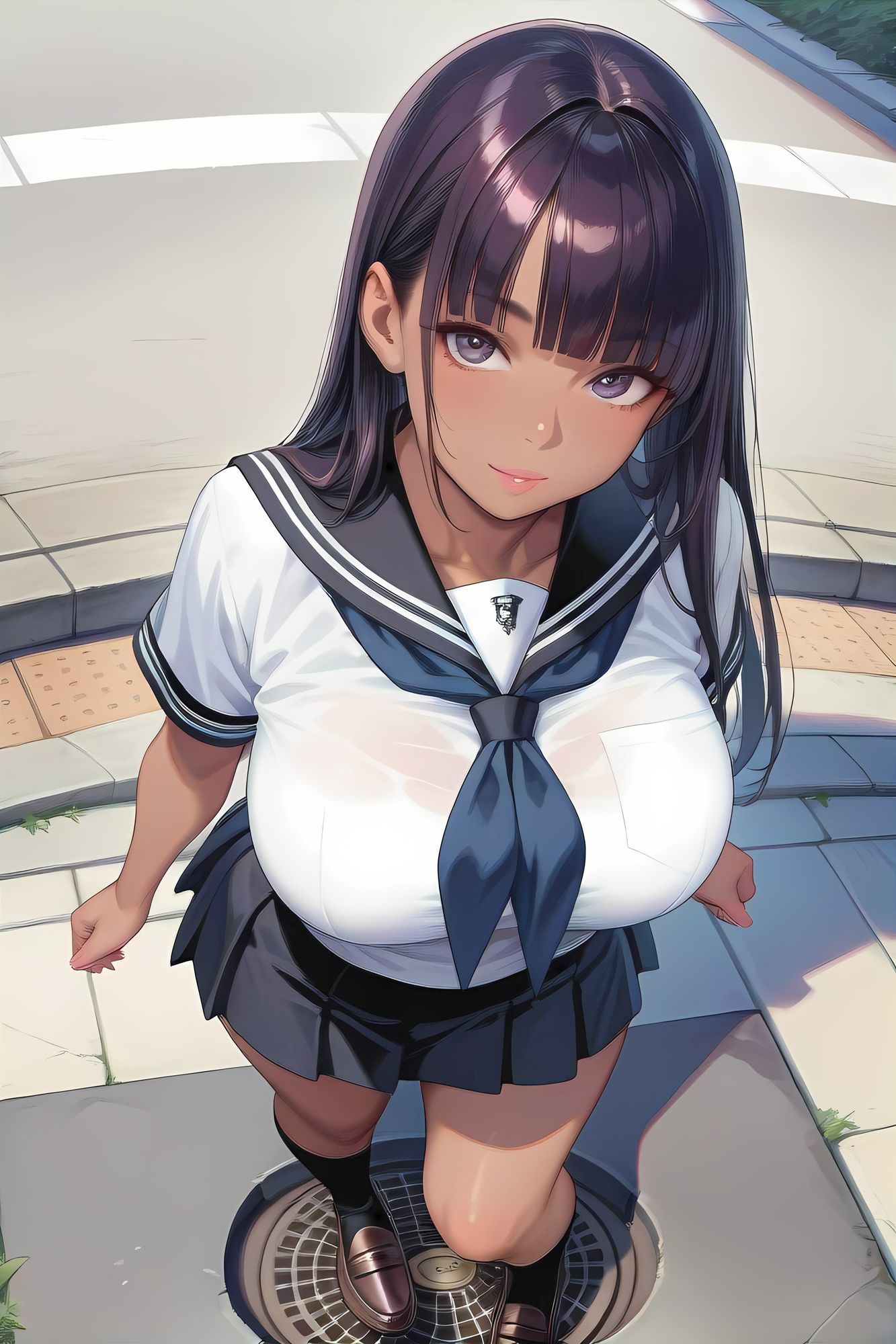 AIイラストフェティシズム『GAL’s STREET VIEW』AIイラストショートストーリー『マンホールの老人』 画像8