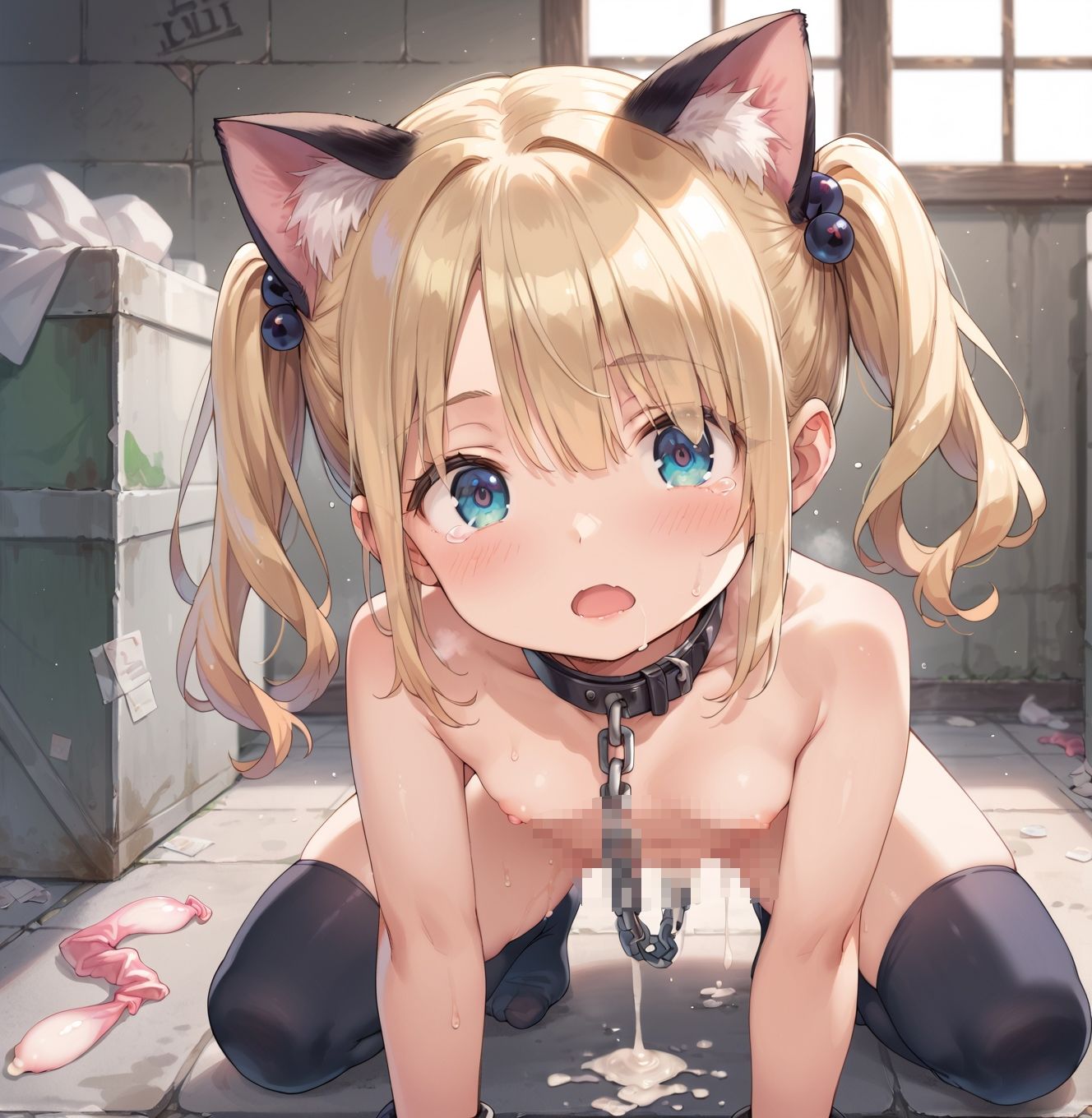 【ハイクラスグラマラス探偵】同人CG・AI『檻の中の猫耳少女―異世界監視録―』2