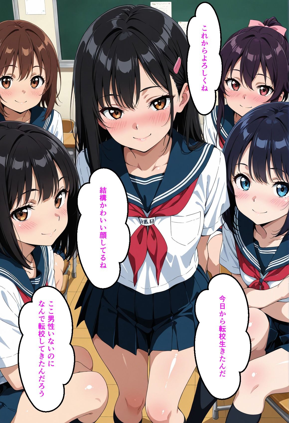 転校先が女子ばっか?性に飢えた美女から「お願い・・・入れて?」と頼まれる 画像1