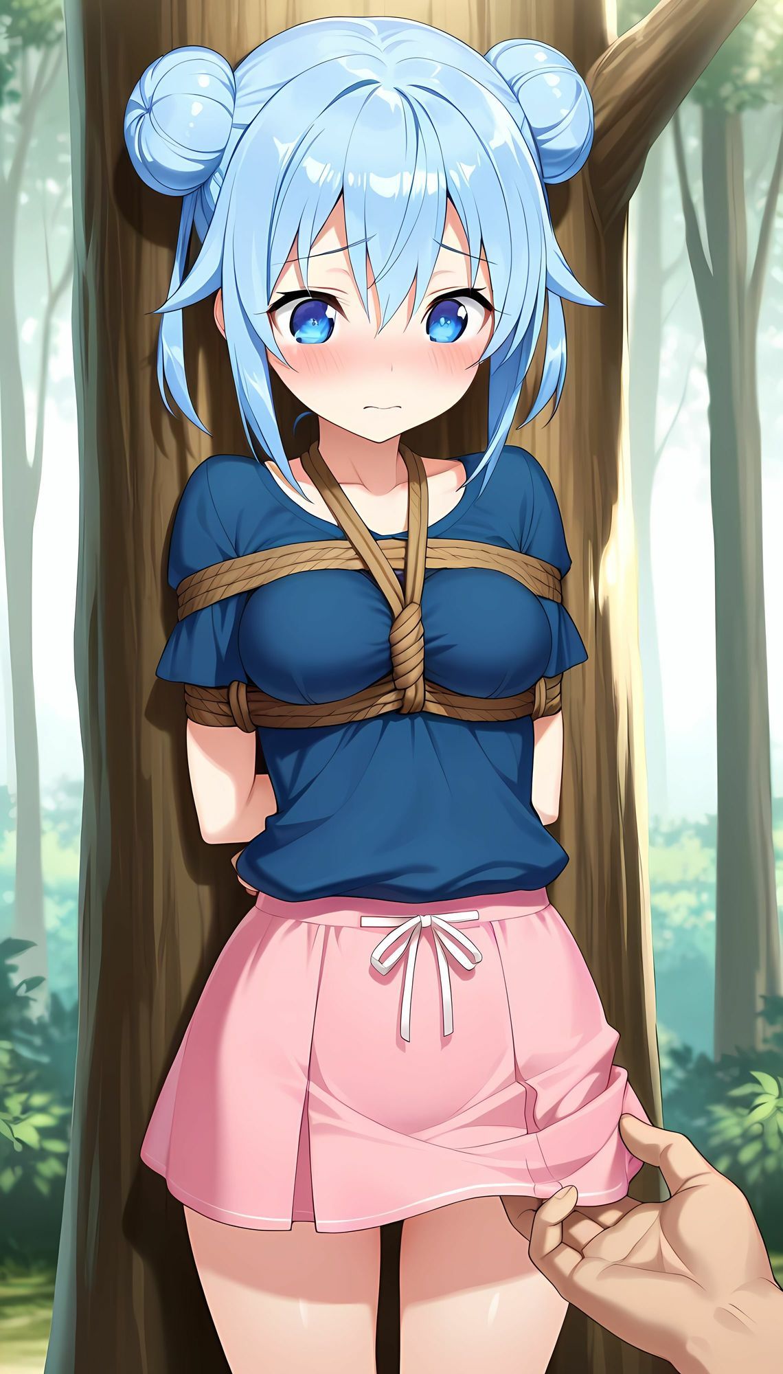 森の奥に連れ込まれ、拘束された女の子 画像2