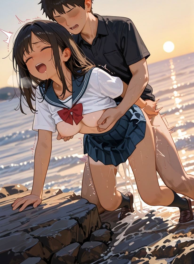 浜辺と褐色娘 画像7