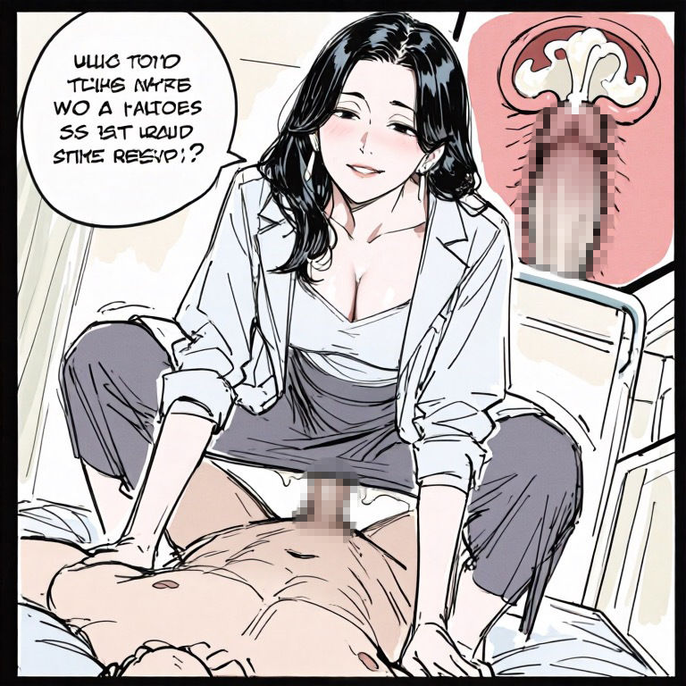 女医さんに騎乗位で抜いてもらう患者。断面図付き サンプル5