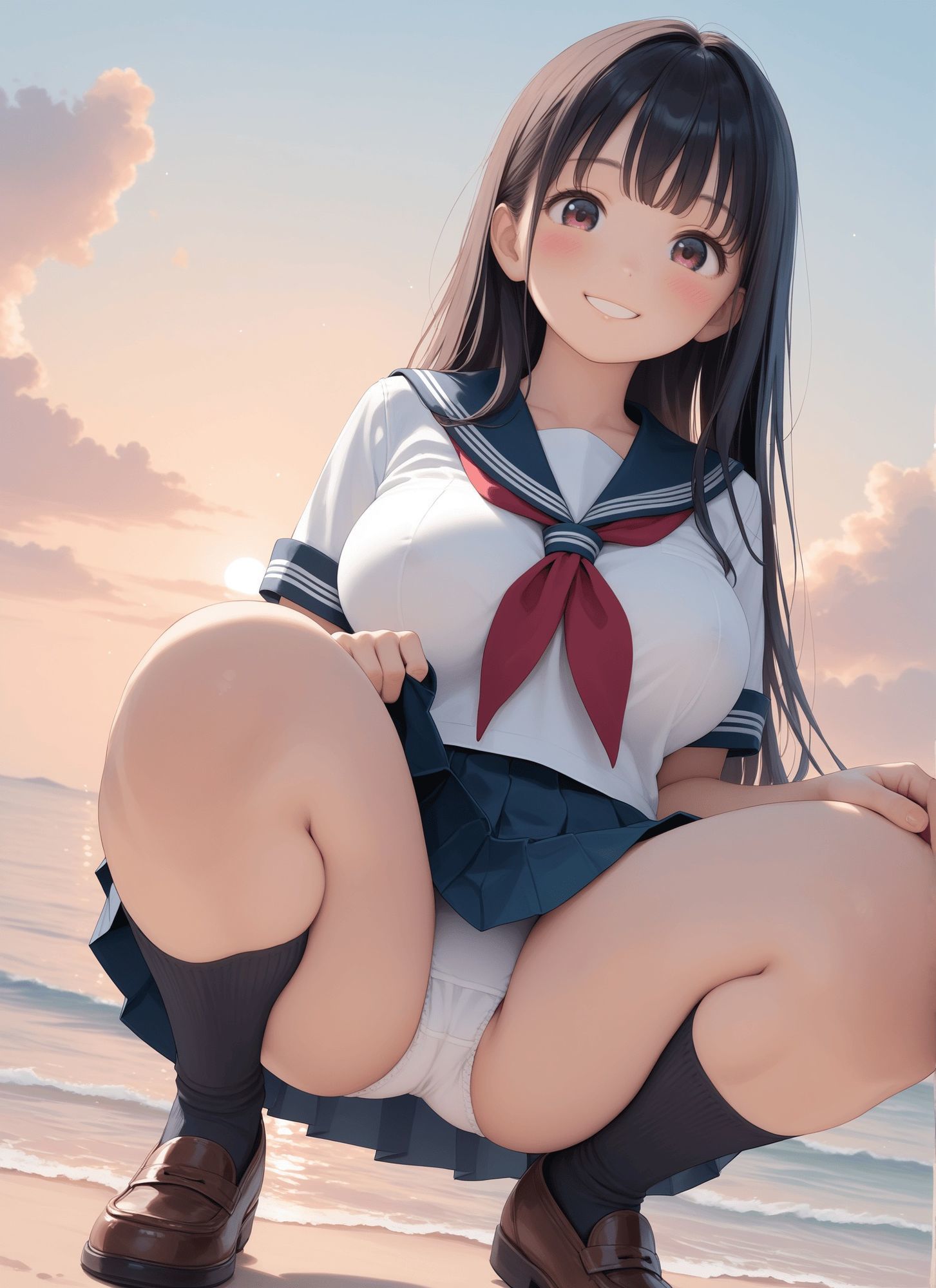 見上げた仲良し姉妹パンツ・見上げたセーラー純白綿パンツ・見上げたテニス女子パンツ サンプル3