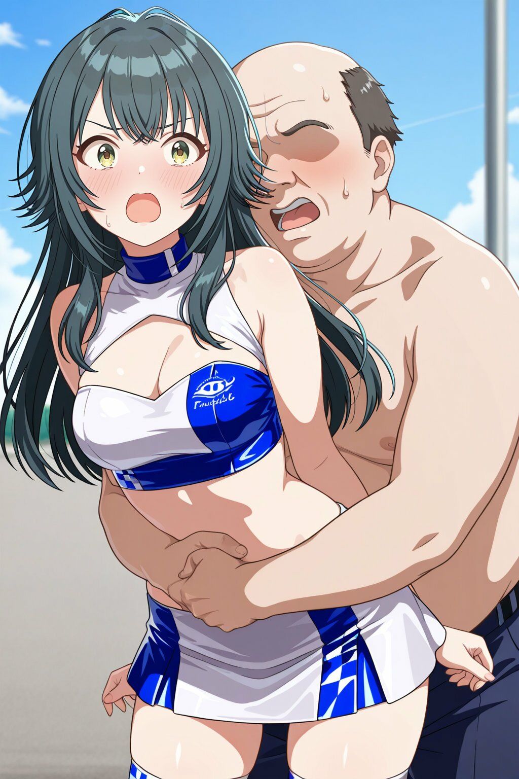 月村●毬  レースクイーン姿でキモおじ強●種付け サンプル2