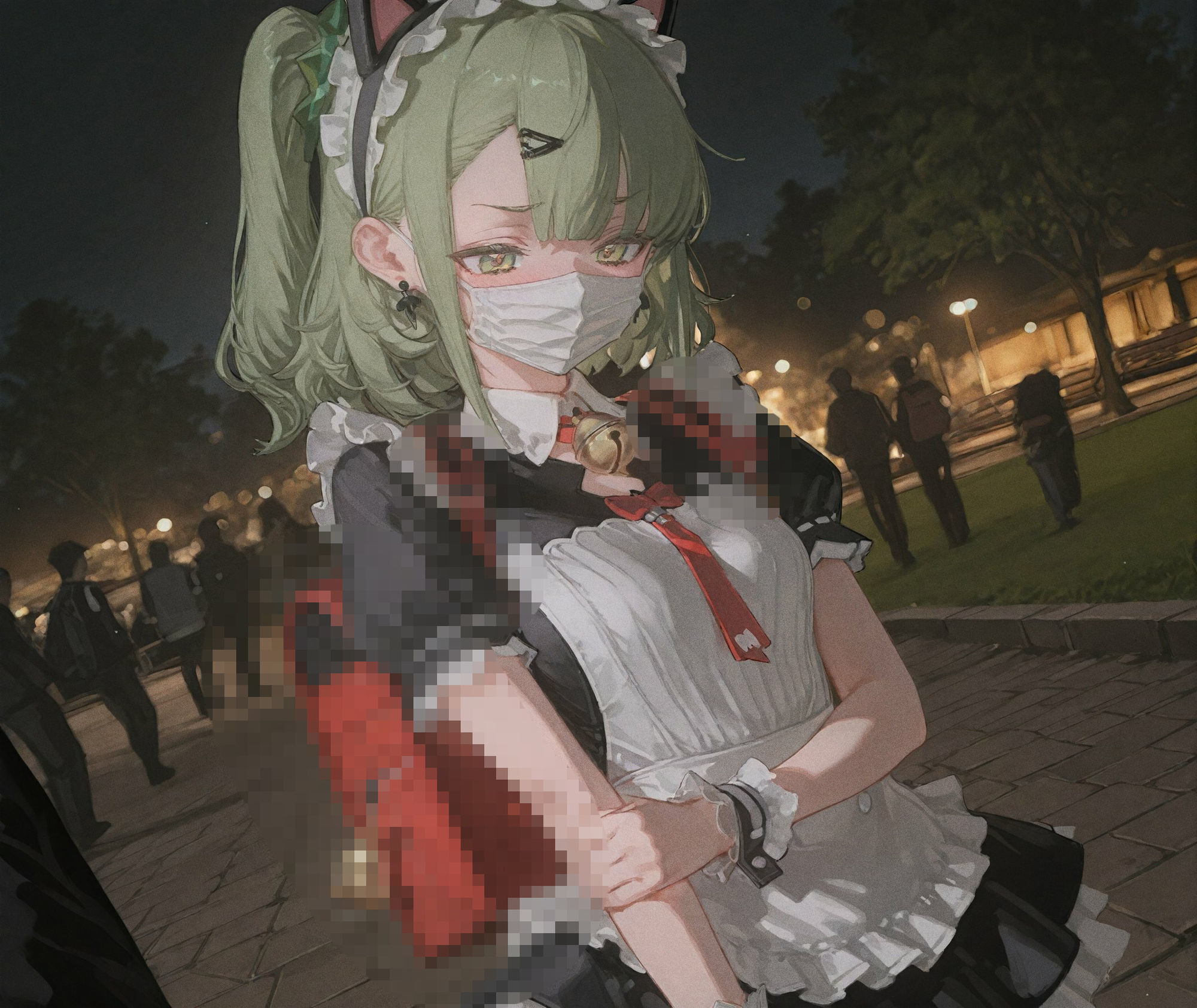 【CG489枚+動画11本】「公衆便所×メイド服」資金難の妄想天使がオジサンの肉便器に。マスク越しフェラから始まる発情ドM覚醒 画像1