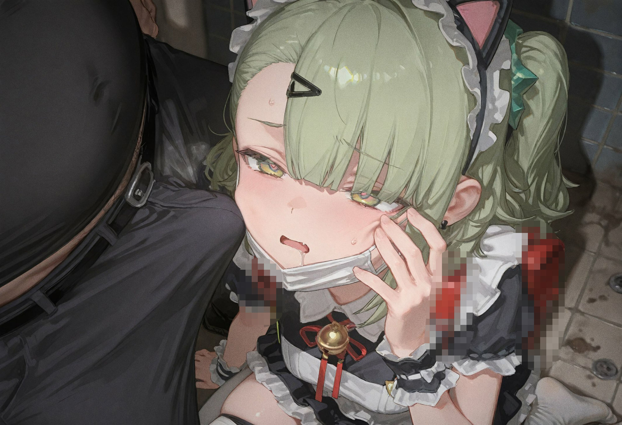 【CG489枚+動画11本】「公衆便所×メイド服」資金難の妄想天使がオジサンの肉便器に。マスク越しフェラから始まる発情ドM覚醒 画像3