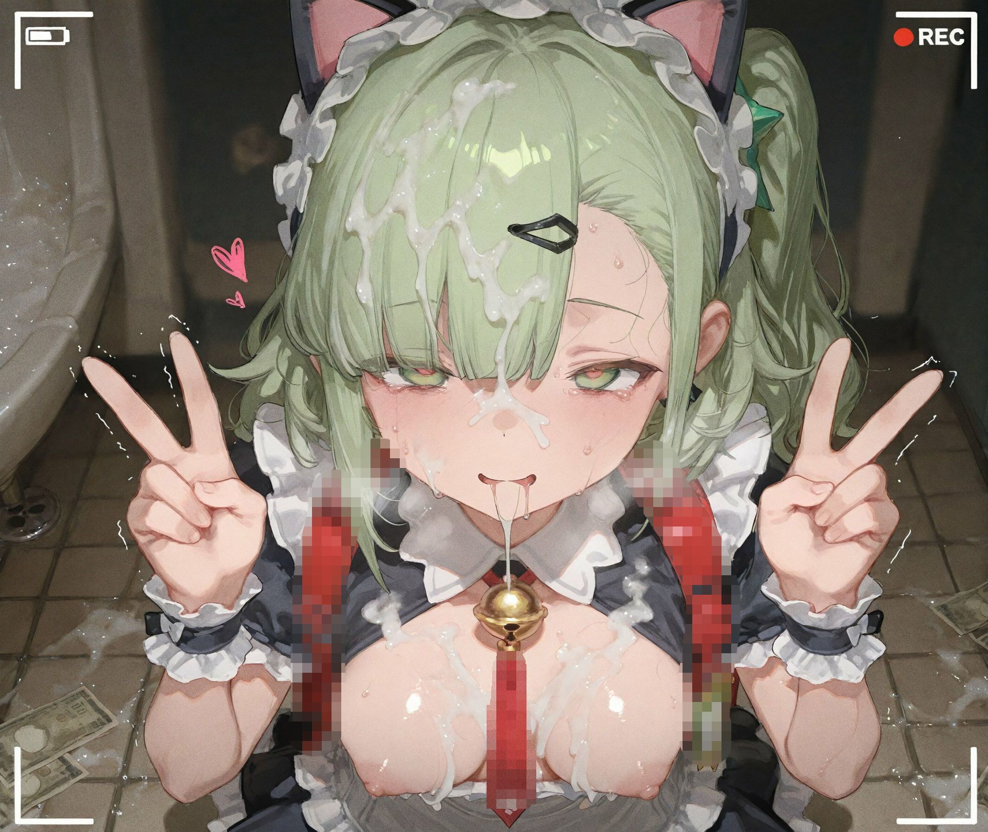 【CG489枚+動画11本】「公衆便所×メイド服」資金難の妄想天使がオジサンの肉便器に。マスク越しフェラから始まる発情ドM覚醒 画像9