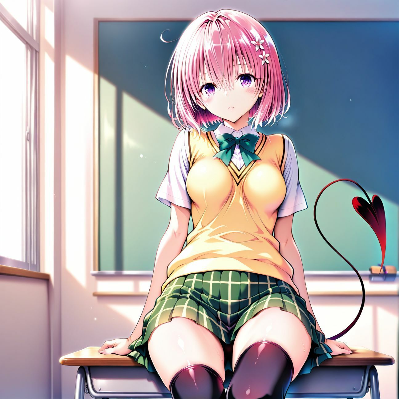 モモと制服えっち！  【AI  同人】 画像1