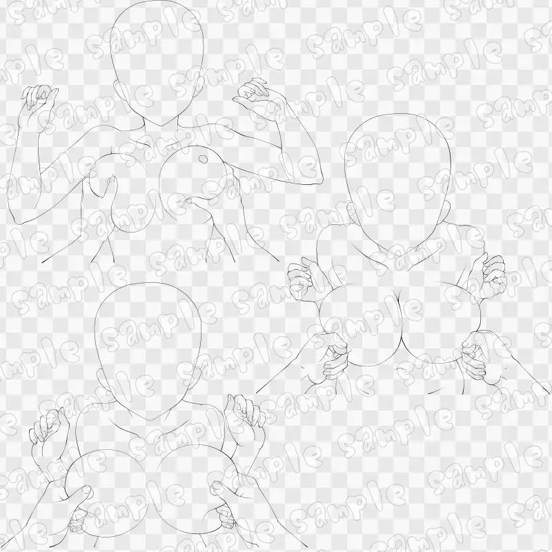 線画素材集［手］66 サンプル2