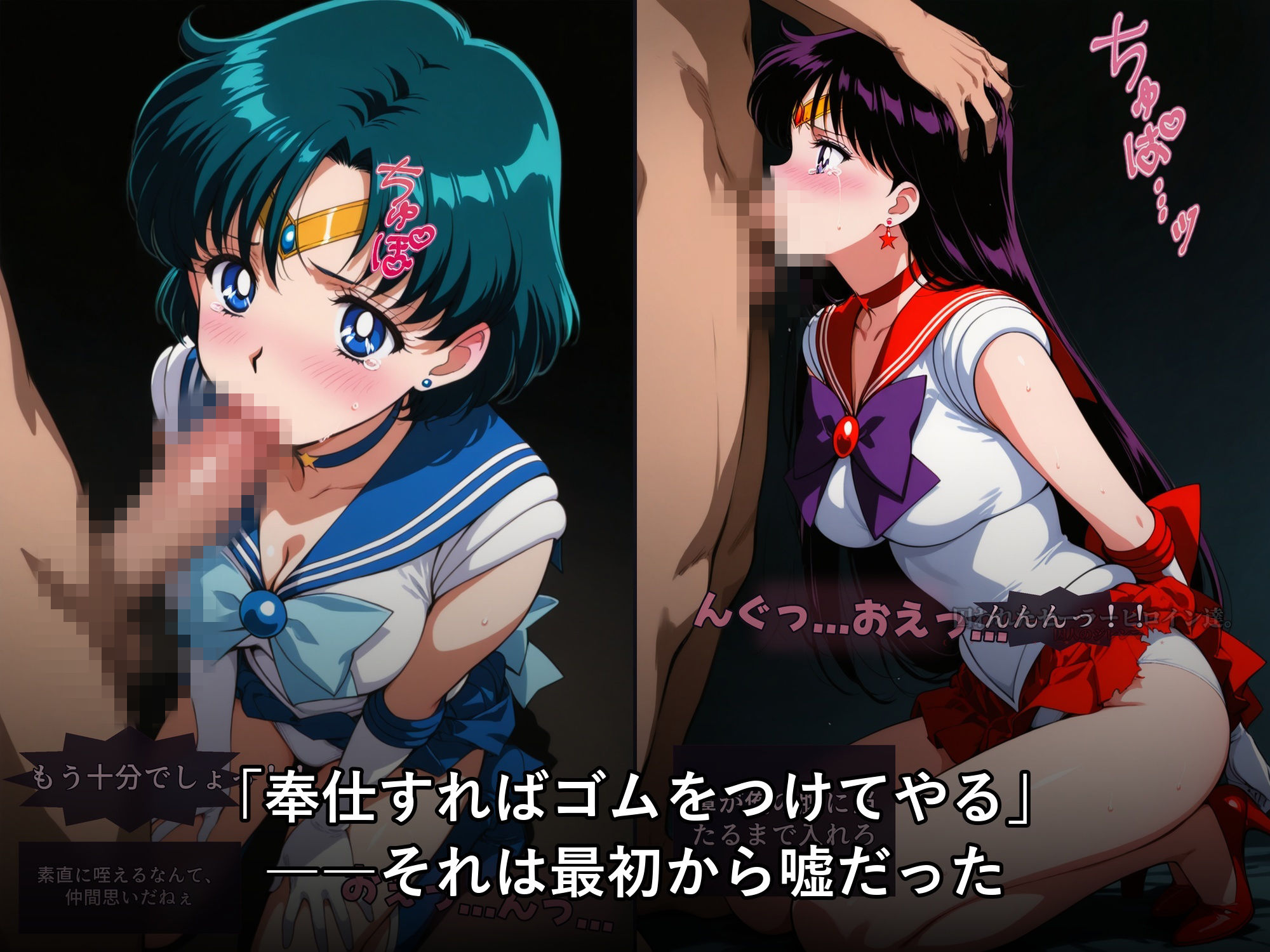 【無料エロ漫画】d_742360 囚われたセーラーヒロイン達。囚人のジレンマ 「仲間を救うには、自分の体を差し出すしかなかった――」(あざす感謝法人)