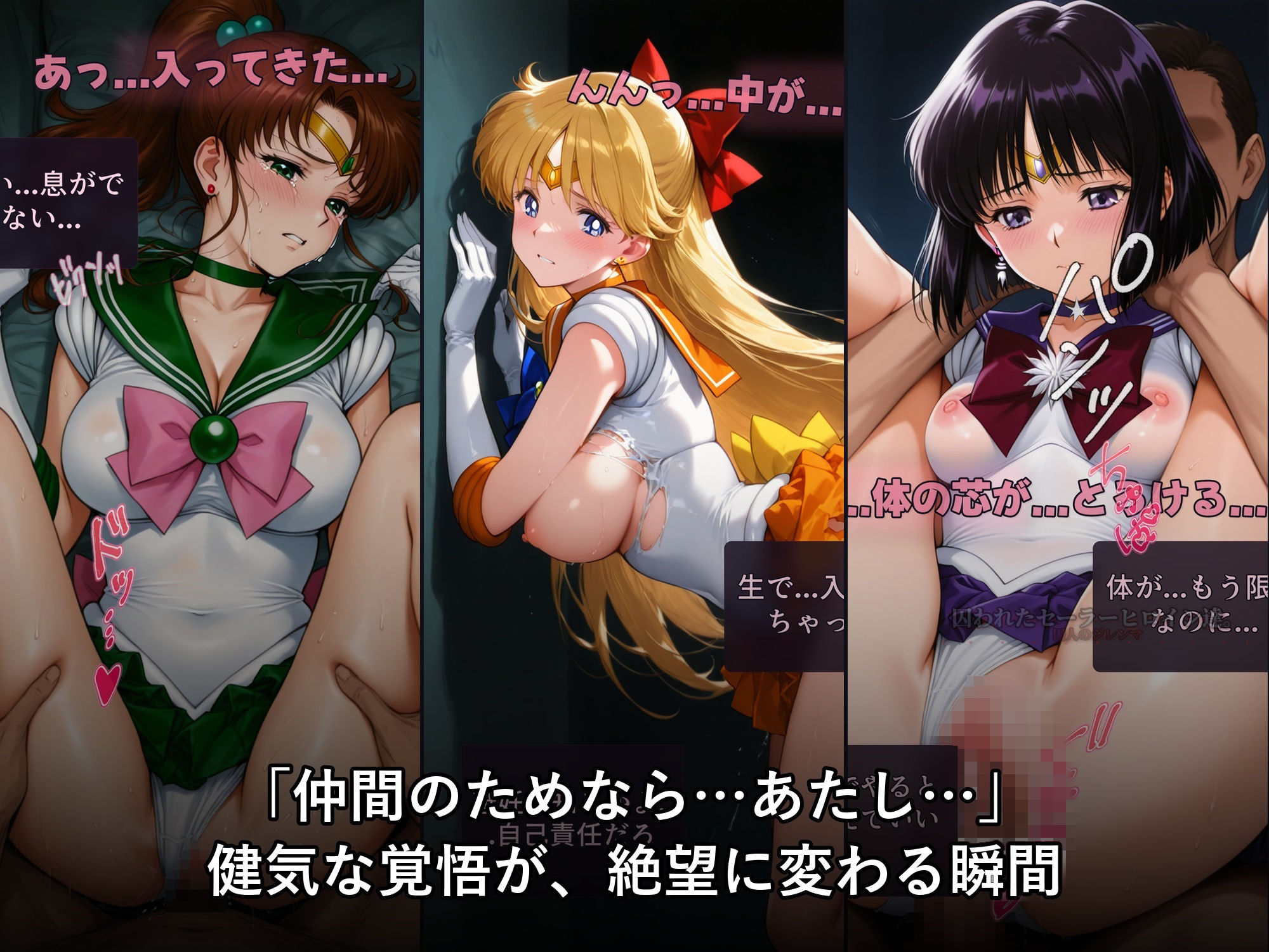 【無料エロ漫画】d_742360 囚われたセーラーヒロイン達。囚人のジレンマ 「仲間を救うには、自分の体を差し出すしかなかった――」(あざす感謝法人)