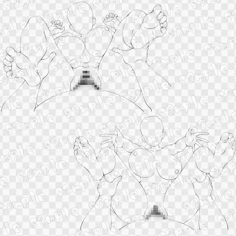 線画素材集［手］84 サンプル3